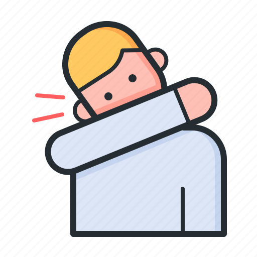 Covid, sick, man, sneezing in elbow icon - Download on Iconfinder