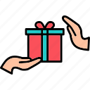 gift, box, giveaway, hand, package, present, surprise, icon