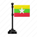 myanmar, flag, country, national, emblem, burma