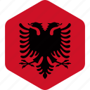 albania, albanian, country, flag, flags, hexagonal