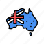 australia, country, map, flag, world, global 