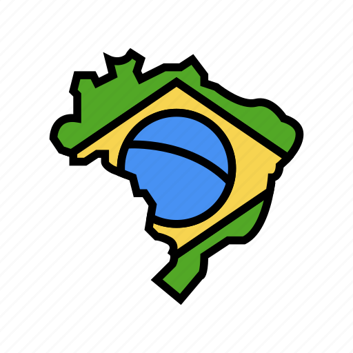 Brazil, country, map, flag, world, global icon - Download on Iconfinder
