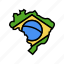 brazil, country, map, flag, world, global 