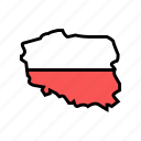 poland, country, map, flag, world, global