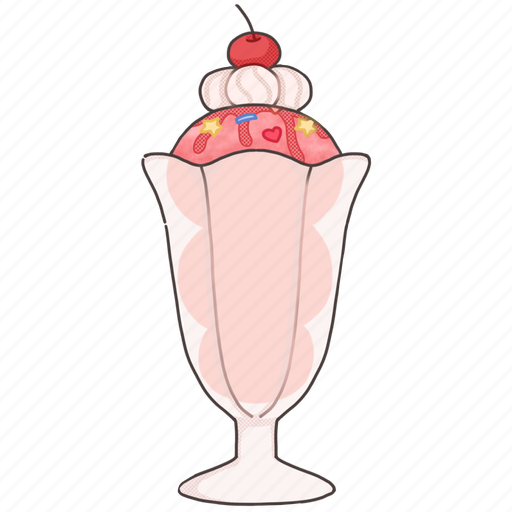 Ice cream sundae, ice cream, strawberry ice cream, cold, dessert, refreshment, food icon - Download on Iconfinder