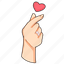 mini heart, hand sign, hand, sign, gesture, hand symbol, finger heart, hand gesture, cartoon 