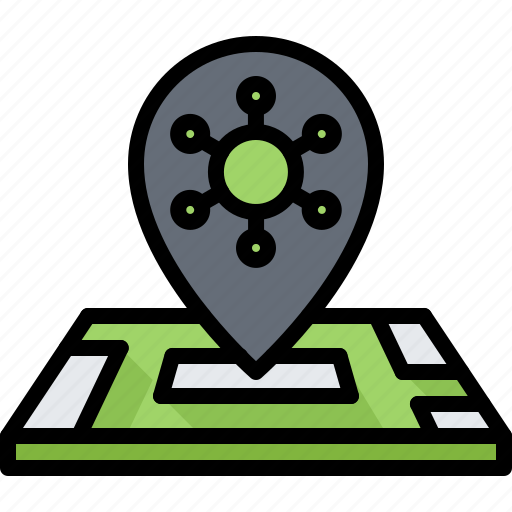 Pin, location, map, covid, virus, epidemic icon - Download on Iconfinder