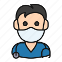 avatar, doctor, health, man, mask, medic, nurse