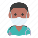 avatar, doctor, health, man, mask, medic, nurse 