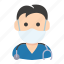 avatar, doctor, health, man, mask, medic, nurse 