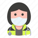 avatar, health, mask, paramedic, profession, woman