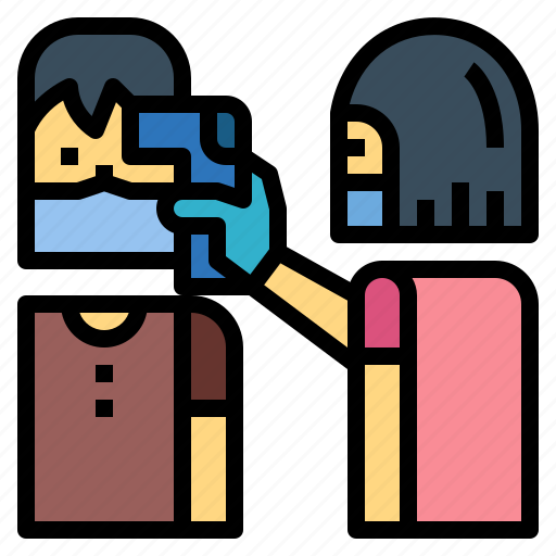 Temperature, check, coronavirus, thermometer, gun, people, scanning icon - Download on Iconfinder