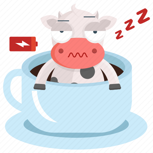 Animal, cow, emoji, emoticon, sticker, tired icon - Download on Iconfinder