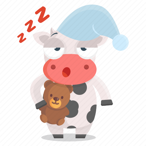 Animal, bedtime, cow, emoji, emoticon, sleeping, sticker icon - Download on Iconfinder