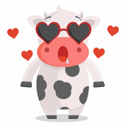 Animal, cow, emoji, emoticon, in, love, sticker icon - Download on Iconfinder