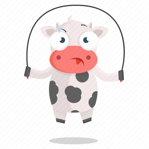 Animal, cow, emoji, emoticon, exercise, jumprope, sticker icon - Download on Iconfinder