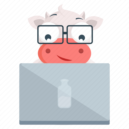 Animal, cow, emoji, emoticon, laptop, sticker icon - Download on Iconfinder