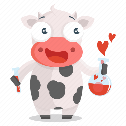 Animal, chemistry, cow, emoji, emoticon, love, sticker icon - Download on Iconfinder