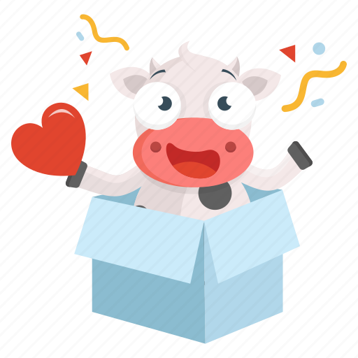 Animal, cow, emoji, emoticon, love, sticker, surprise icon - Download on Iconfinder