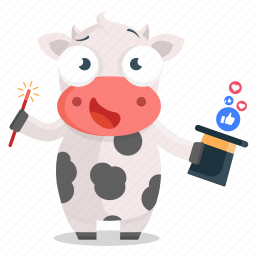 Cow, emoji, emoticon, magic, media, social, sticker icon - Download on Iconfinder