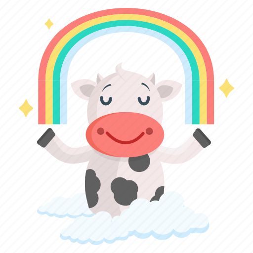 Animal, cow, emoji, emoticon, meditation, rainbow, sticker icon - Download on Iconfinder