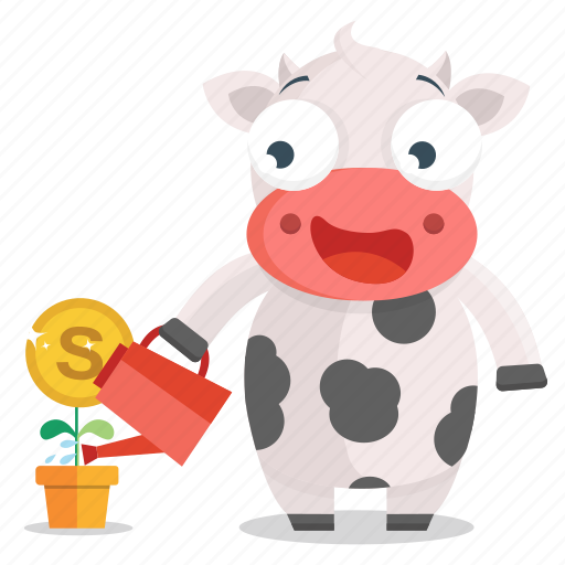 Animal, cow, emoji, emoticon, growth, money, sticker icon - Download on Iconfinder