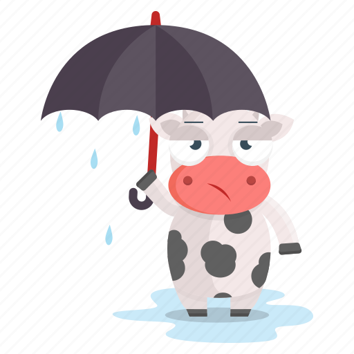 Animal, cow, emoji, emoticon, rain, sticker, umbrella icon - Download on Iconfinder