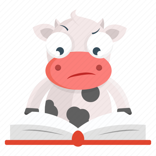 Animal, cow, emoji, emoticon, reading, sticker icon - Download on Iconfinder