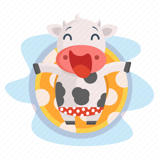 Animal, cow, emoji, emoticon, pool, relaxation, sticker icon - Download on Iconfinder