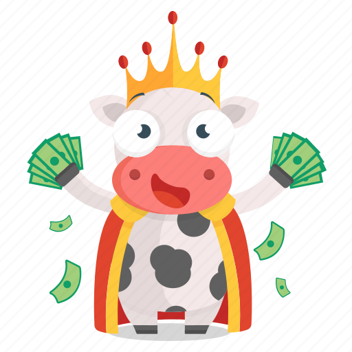 Animal, cow, emoji, emoticon, king, rich, sticker icon - Download on Iconfinder