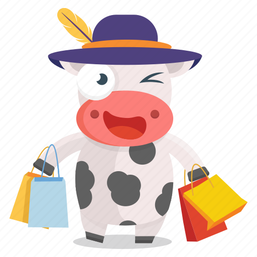 Animal, cow, emoji, emoticon, shopping, sticker icon - Download on Iconfinder