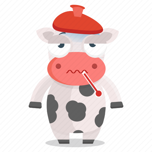 Animal, cow, emoji, emoticon, sick, sticker, unwell icon - Download on Iconfinder