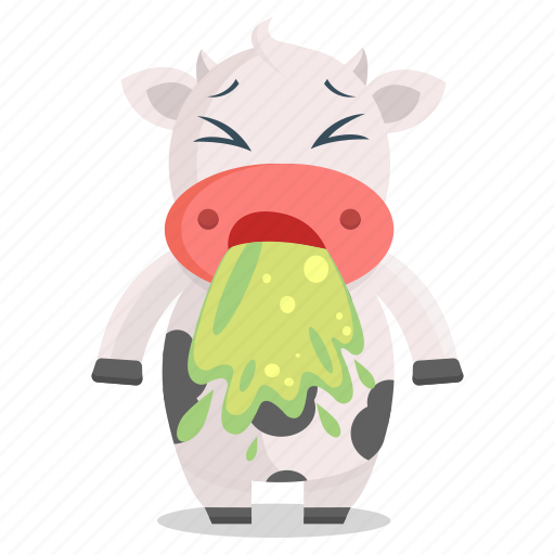 Animal, cow, emoji, emoticon, sick, sticker, vomit icon - Download on Iconfinder
