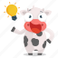 animal, cow, emoji, emoticon, idea, sticker, thought 