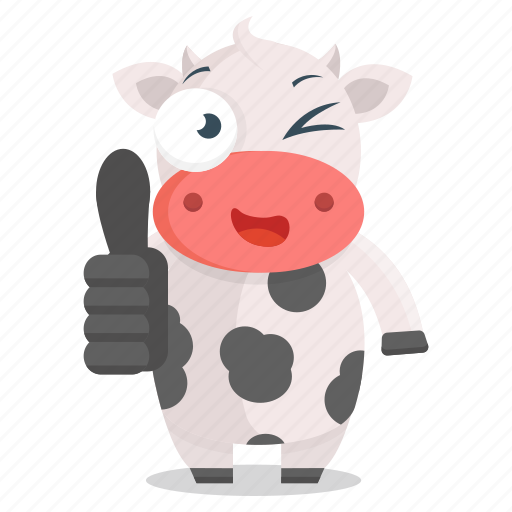 Animal, cow, emoji, emoticon, sticker, thumbs, up icon - Download on Iconfinder
