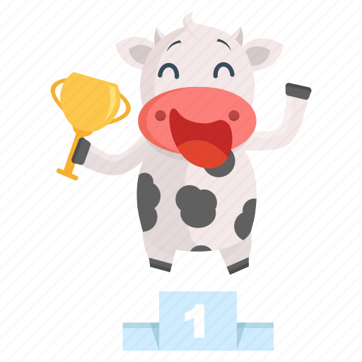 Animal, cow, emoji, emoticon, sticker, trophy, winner icon - Download on Iconfinder
