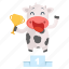 animal, cow, emoji, emoticon, sticker, trophy, winner 