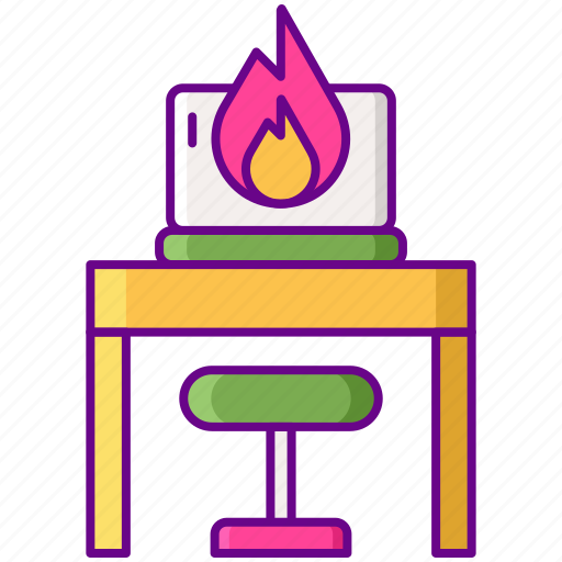 Computer, desk, fire, hot icon - Download on Iconfinder