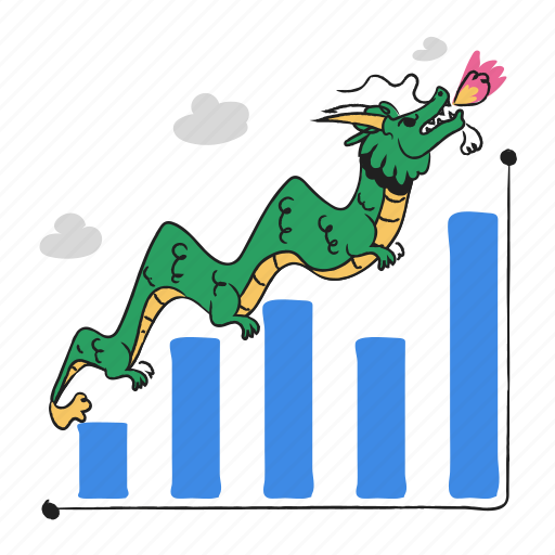 Dragon, fire, flame, graph, chart, analytics, statistics illustration - Download on Iconfinder