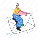 email, message, mail, envelope, inbox, man, person, character, people 