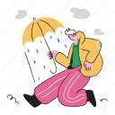 man, umbrella, weather, forecast, raining, rain, person, character, people 