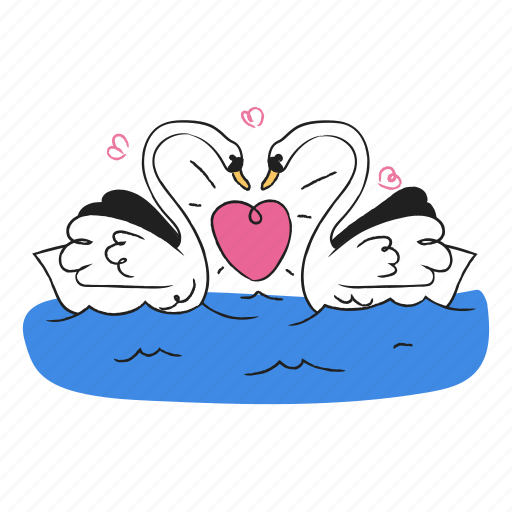 Swan, romantic, heart, bird, wildlife, animal, love illustration - Download on Iconfinder