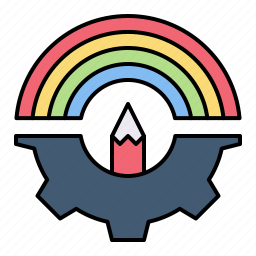 Creative, gear, pencil, process, rainbow icon - Download on Iconfinder