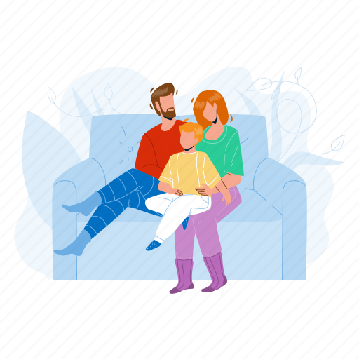 Cozy, people, relaxing, couch, together, father, mother illustration - Download on Iconfinder