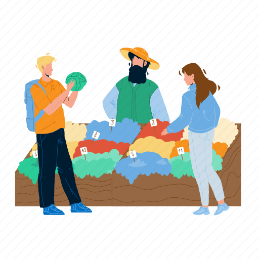 Farm, food, market, customers, choose, products, clients illustration - Download on Iconfinder