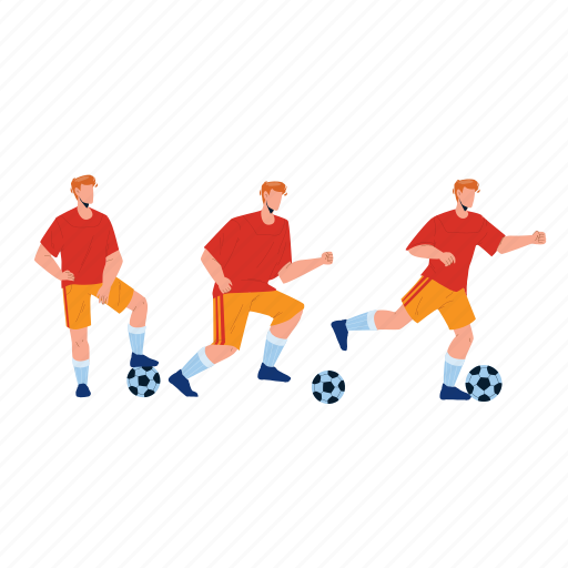 Football, player, playing, kicking, ball, soccer, exercising illustration - Download on Iconfinder