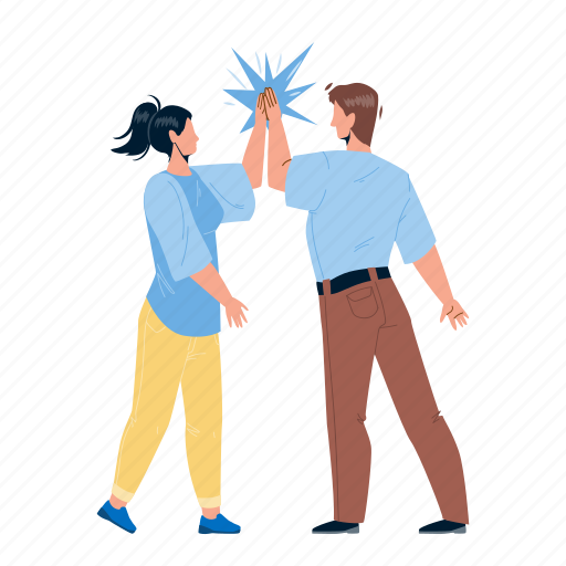 Giving, high, five, man, young, woman, friend illustration - Download on Iconfinder