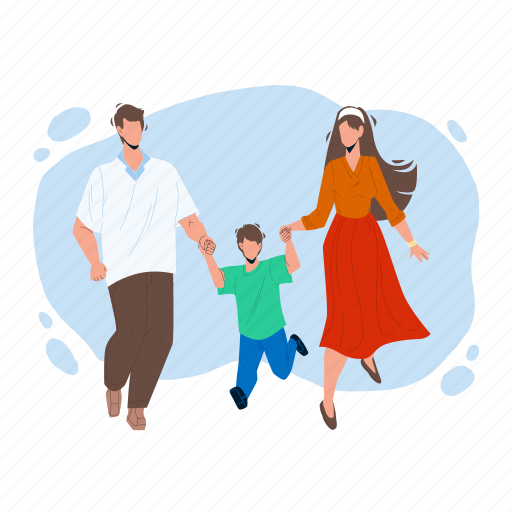 Healthy, family, walking, together, outdoor, father, mother illustration - Download on Iconfinder