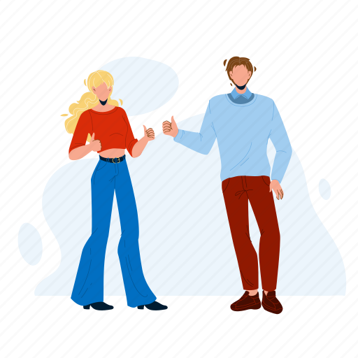 Like, gesture, showing, boy, girl, couple, friendly illustration - Download on Iconfinder