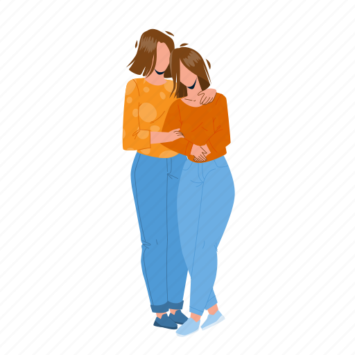 Mother, daughter, embracing, together, hugging, love, family illustration - Download on Iconfinder